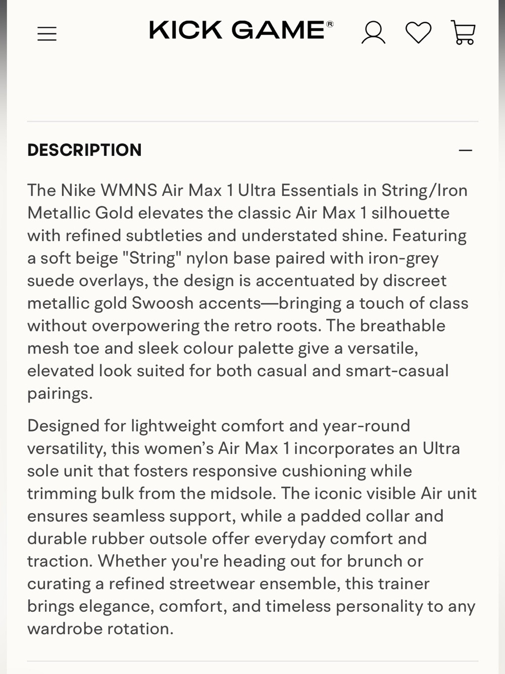 Nike Women’s Air Max 1 in Beige with metallic Logo - Picture 6 of 14